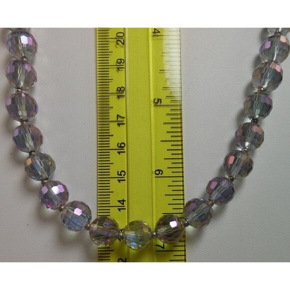 Handmade Vintage Crystal Necklace AB Light Amethyst Beads Purple Heart Toggle - Picture 8 of 10